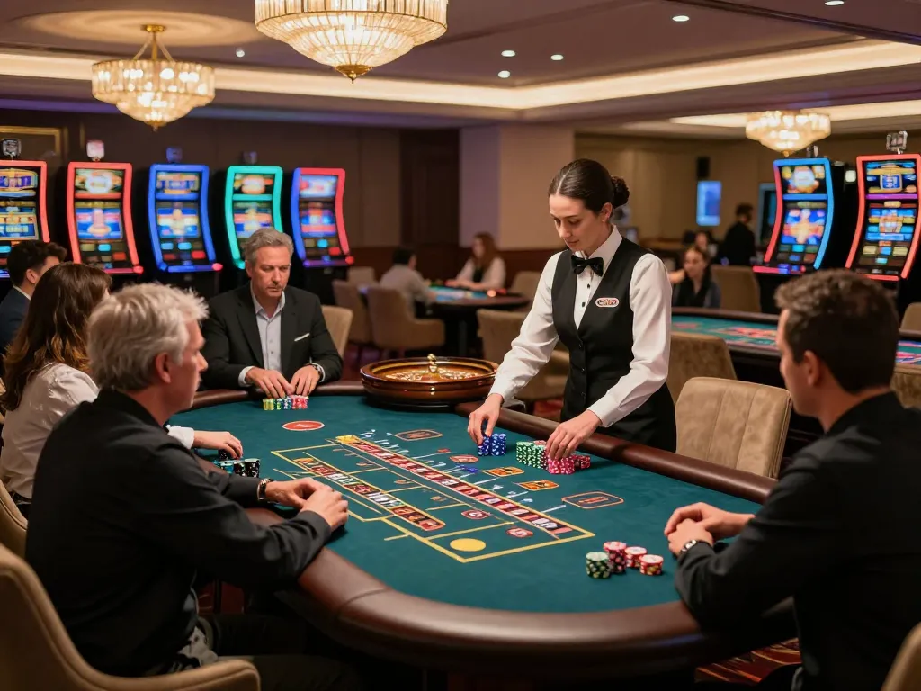 F8BET players enjoying a thrilling roulette game in a luxurious casino atmosphere.