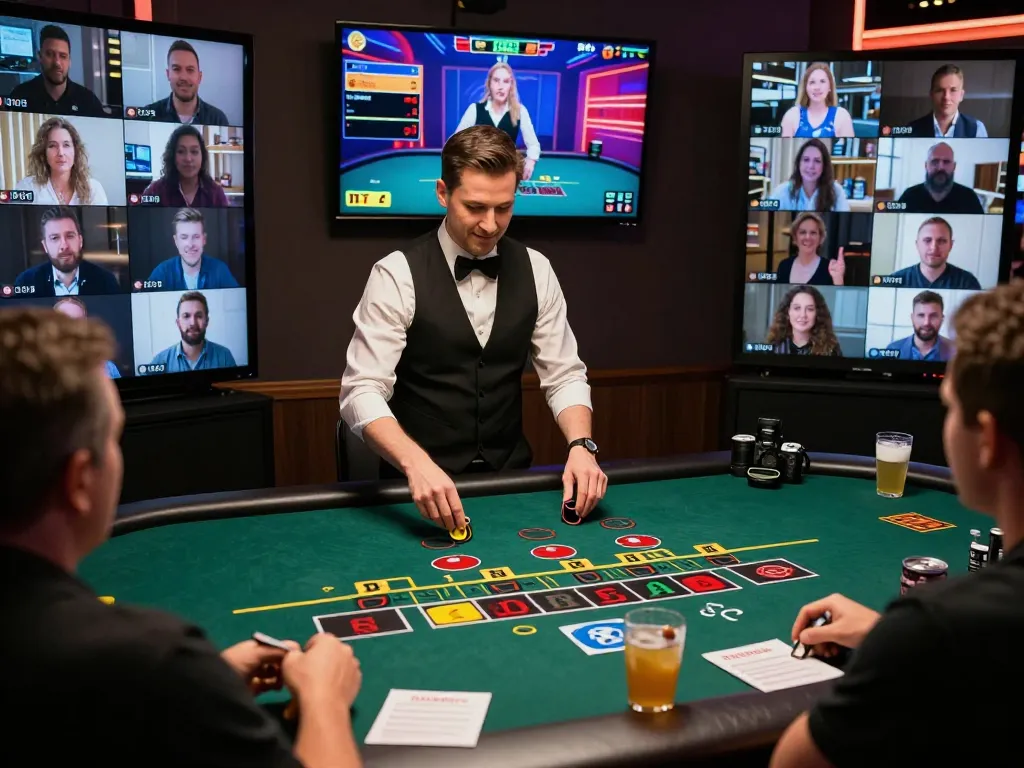 Players engaging in an lc88 live dealer blackjack session, showcasing live interaction and excitement.