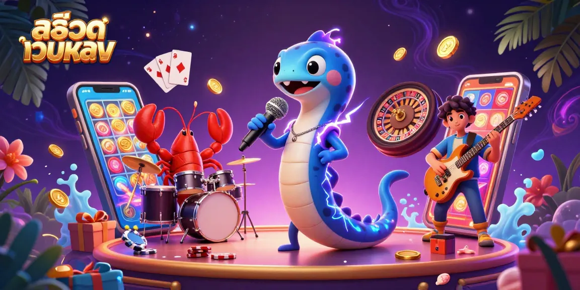 Experience the thrill of สล็อตเว็บตรง with a lively underwater casino scene featuring a DJ eel and band.