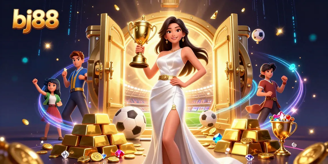 Experience the thrill of bj88 as you celebrate big wins with gold treasures and vibrant casino elements.