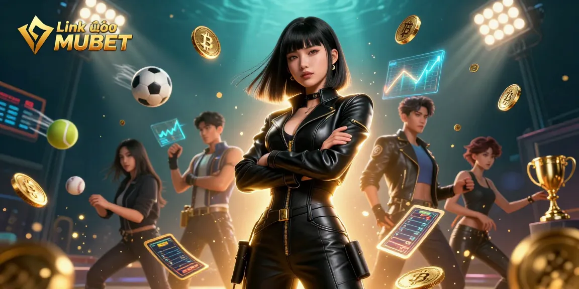 Engage with Link vào MUBET and witness an electrifying gaming experience illustrated with a stunning Asian woman.