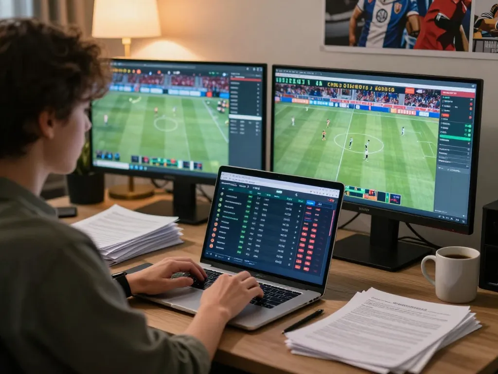 Engaging in MM88 online sports betting using a laptop with real-time odds and betting interface