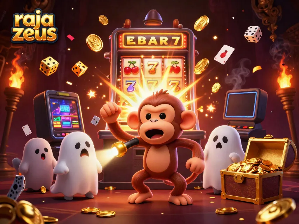 Raja Zeus menghadirkan momen seru bermain mesin slot dengan warna emas dan jackpot berkilauan.