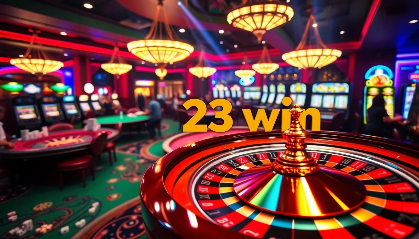 Exciting casino scene highlighting the thrilling moment of a 23 win victory.