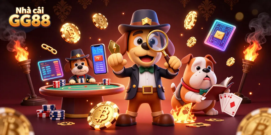 Engage with Nhà cái GG88 as a detective duo uncovers poker strategy clues amidst crypto elements.