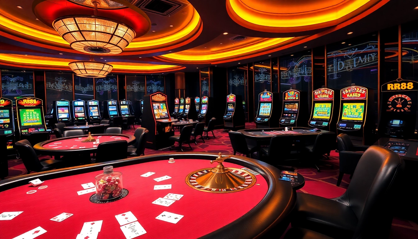 Experience the excitement of gaming at trang chủ rr88 with vibrant casino tables and thrilling slot machines.