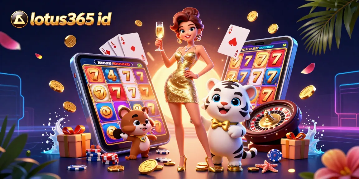 Spin your way to victory with lotus365 id, featuring a glamorous woman and a lucky tiger at a vibrant casino scene.