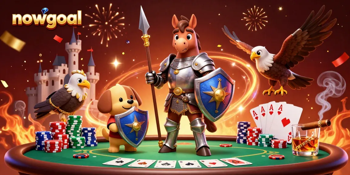 Bet on thrilling matches with nowgoal, showcasing a lively poker scene and dynamic characters.