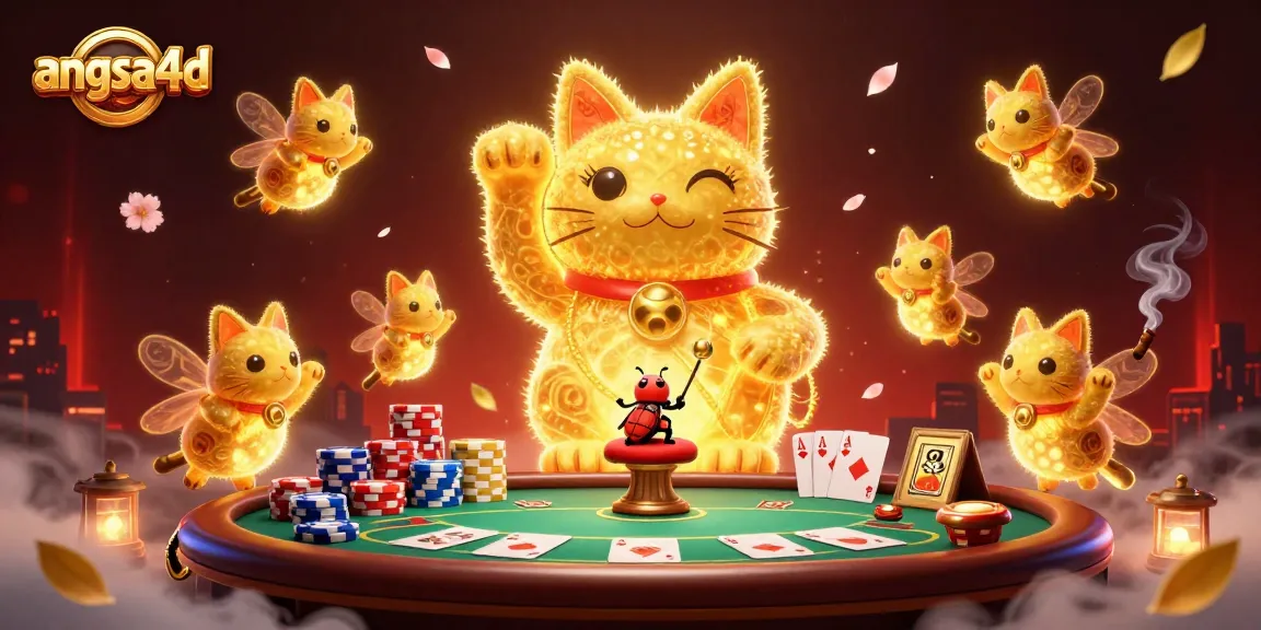 Engage with angsa4d's vibrant lucky cat and casino symbols in this dynamic 3D illustration.