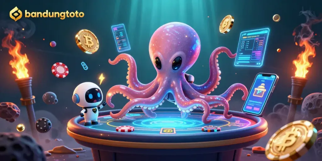 Experience exciting online gaming at bandungtoto with a vibrant 3D alien poker scene.