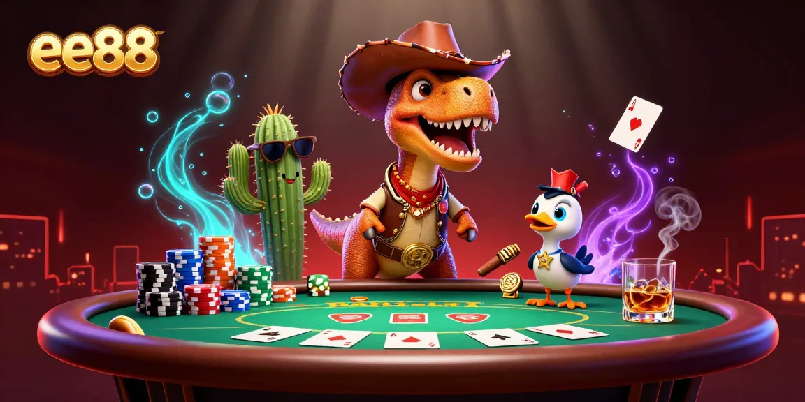 Play exciting poker games at ee88 with a dynamic scene featuring action-packed characters.