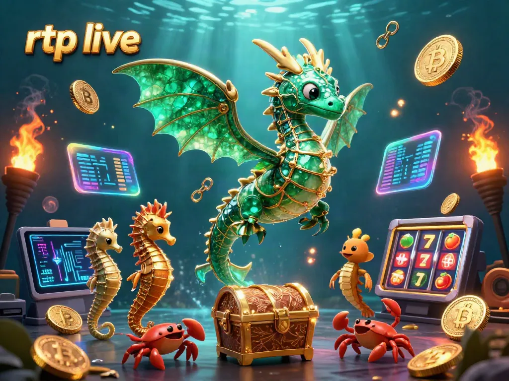 Experience rtp live games with this vibrant underwater scene featuring a sea dragon and slot elements.