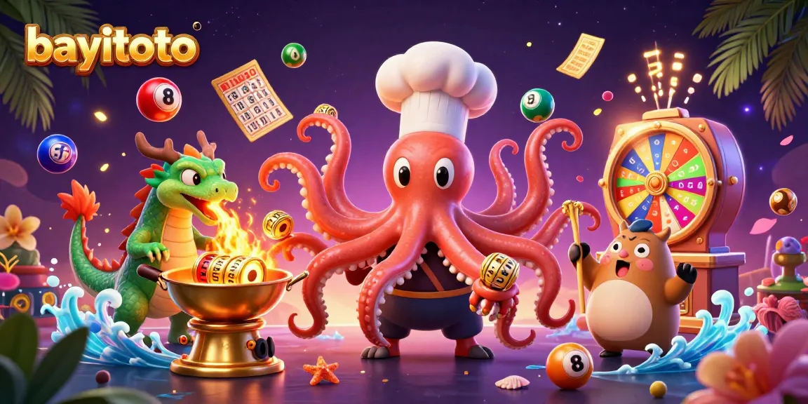 Win jackpots with bayitoto in this vibrant, colorful casino illustration featuring dynamic gaming elements.