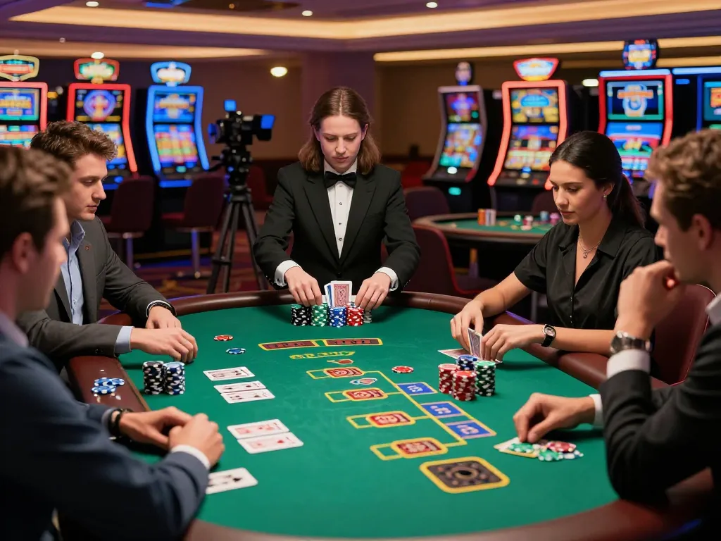 Pemain yang terlibat serius di meja blackjack, menunjukkan dragon77 dalam aksi dengan permainan kartu yang strategis.