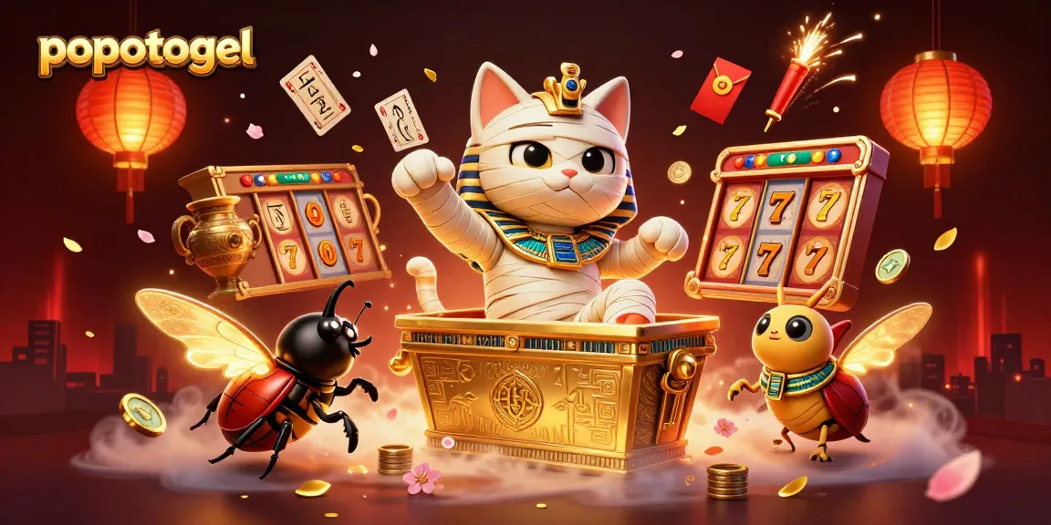 Experience popotogel's exciting atmosphere with a vibrant 3D casino scene filled with energy.