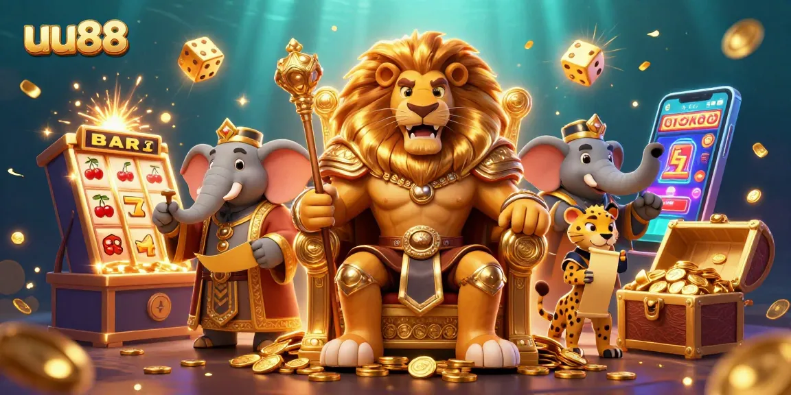 Experience the thrill at uu88 with vibrant slot machine visuals and a regal casino atmosphere.