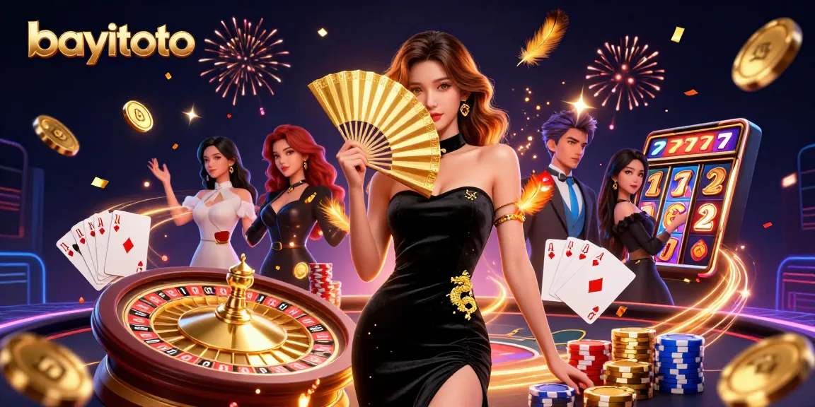 Experience thrilling wins playing at bayitoto with vibrant casino elements and captivating characters.
