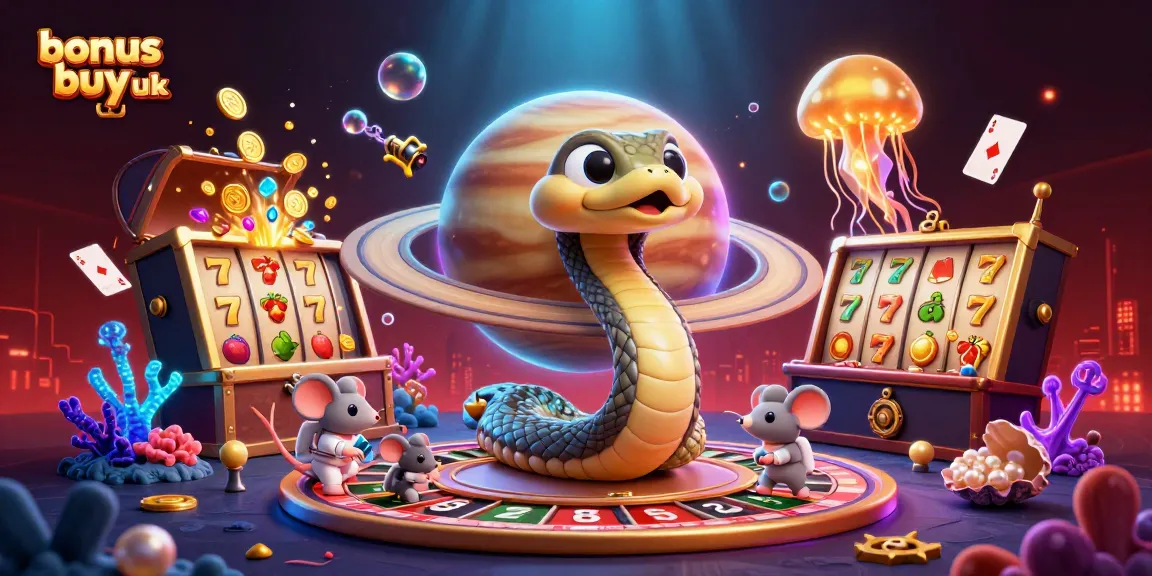 Engage with bonus buy slots uk through vibrant 3D characters betting in a cosmic casino scene.