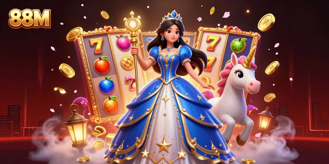 Win big with 88M in vibrant slot games, featuring colorful characters and sparkling treasures.