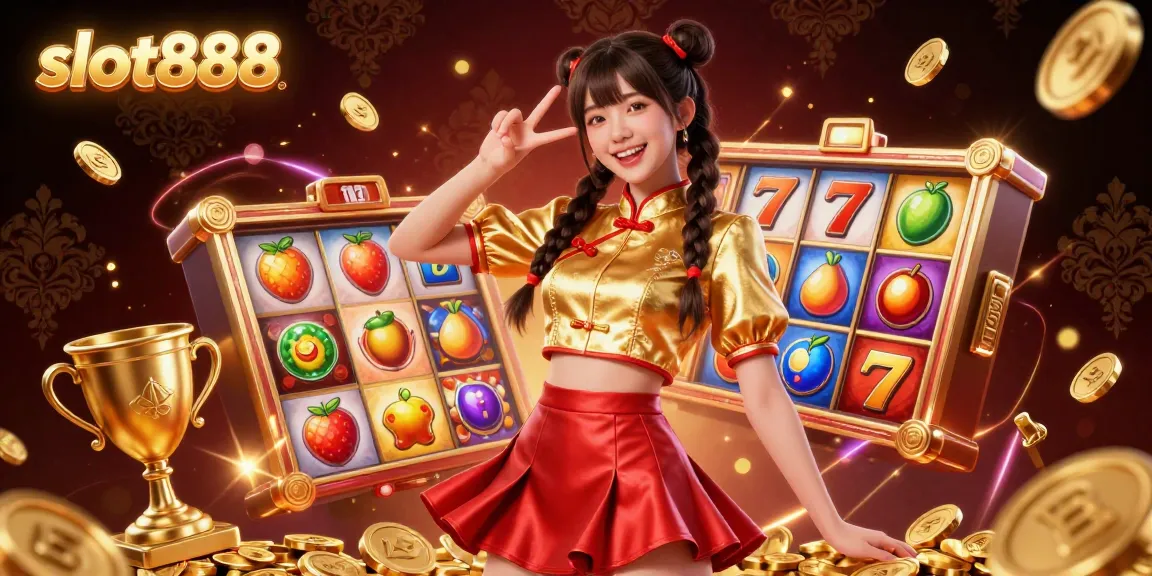 Engage with slot888 for instant wins as vibrant slot reels and gold coins create an electrifying atmosphere.