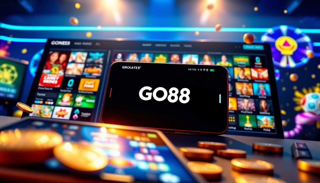 Tải GO88 app interface with vibrant colors and user-friendly design showcasing gaming options.