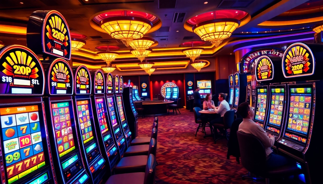 Excited players enjoying a vibrant slot gaming experience in a luxurious casino setting.