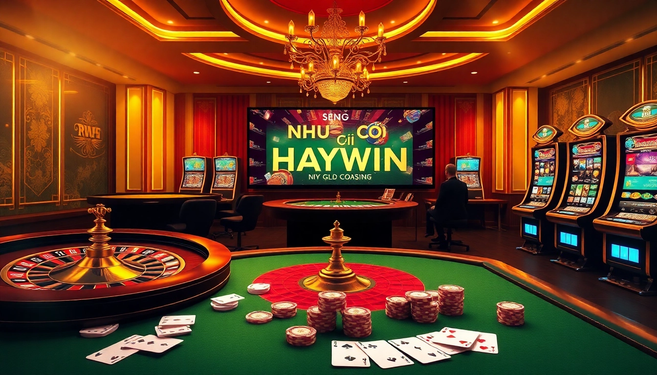 Experience the excitement of NHÀ CÁI HAYWIN with vibrant casino games, cards, and roulette.