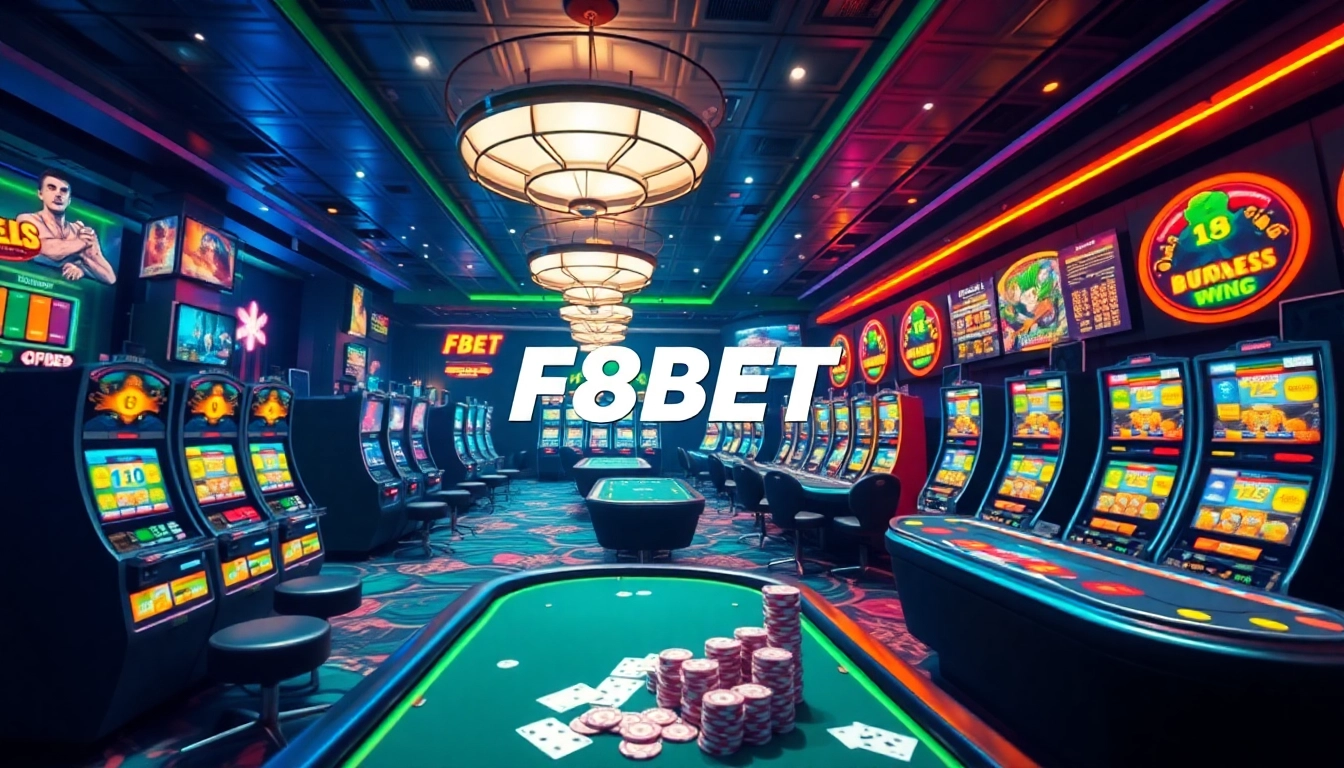 Explore the exciting gaming atmosphere at https://f8bet.io/, featuring vibrant casino elements and interactive betting displays.