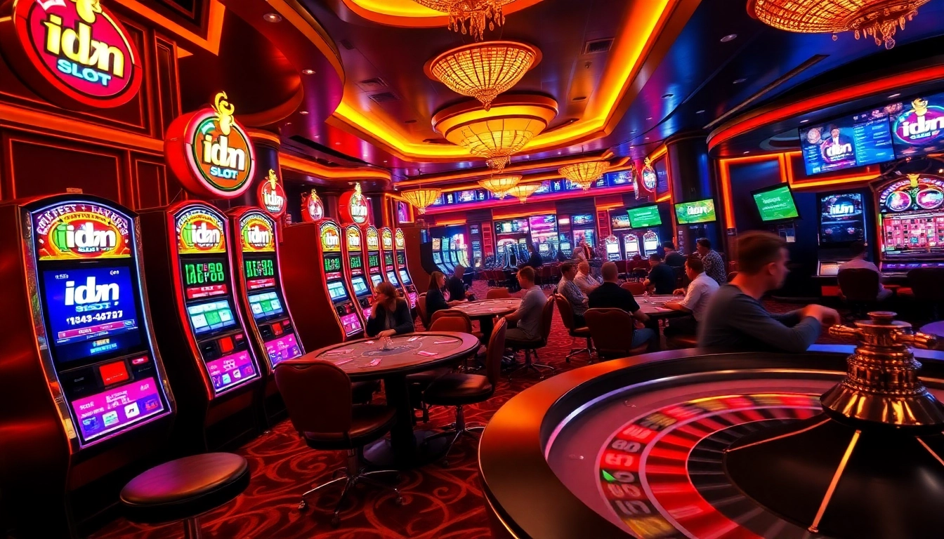 Experience the excitement of idn slot gaming with vibrant slot machines and thrilling table action.