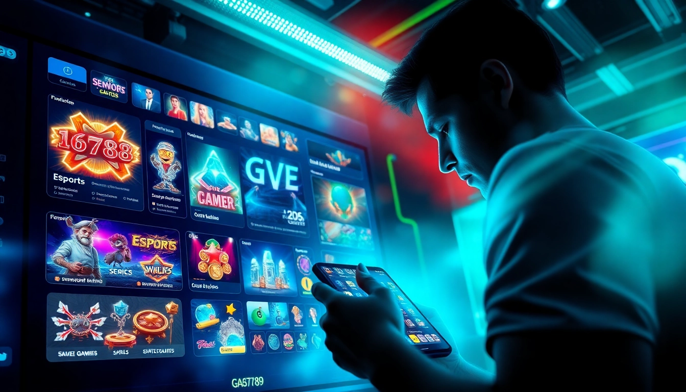 User engaging with the Ga6789 app for online gaming, showcasing excitement in a vibrant digital interface.
