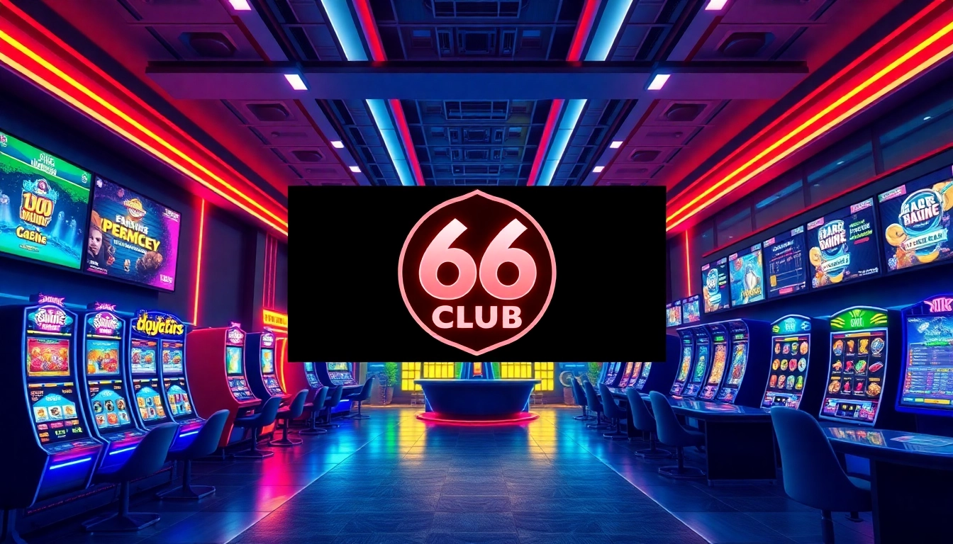 Engaging online casino scene featuring the 66 club logo, showcasing exciting games.